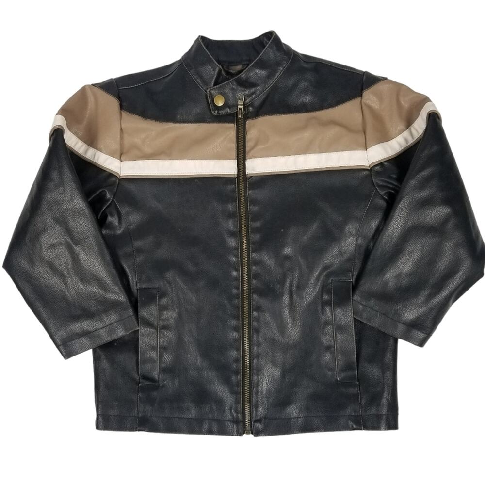 Faux Leather Jacket Boys Size 6 Large Black Moto Style Whispering Smith